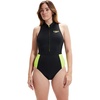 image:imageSpeedo Womens Swimsuit One Piece Zip Front Thermal Open WaterBlackSafety Yellow