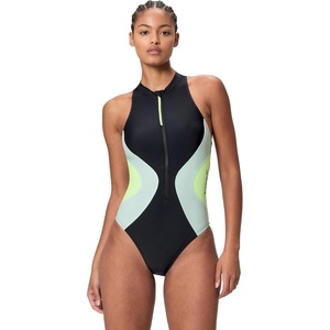 image:imageSpeedo Womens Swimsuit One Piece Hydraline Standard CutZip AnthraciteGlacier Grey
