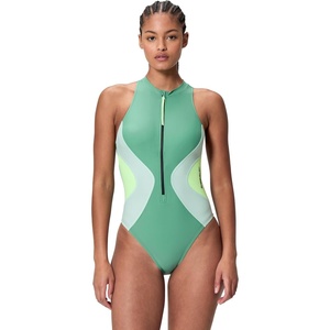 image:imageSpeedo Womens Swimsuit One Piece Hydraline Standard CutZip Lazy DaisyLight Green