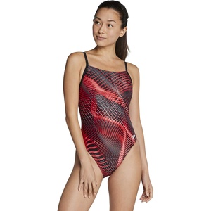 image:imageSpeedo Womens Swimsuit One Piece PowerFlex Flyback Printed Adult Team ColorsCoded Riff Red