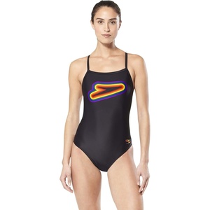 image:imageSpeedo Womens Swimsuit One Piece PowerFlex Flyback Printed Adult Team ColorsPride Rainbow Brights