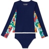 image:imageSpeedo Girls Uv Swim Shirt Long Sleeve Rashguard SetPeacoat
