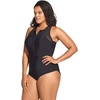 image:imageSpeedo Womens Swimsuit One Piece Zip Up Mesh Plus Size