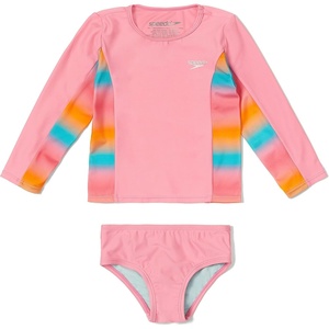 image:imageSpeedo Girls Uv Swim Shirt Long Sleeve Rashguard SetPink Cosmos