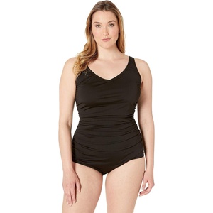 image:imageSpeedo Womens Swimsuit One Piece Endurance Shirred Contourback Conservative CutSpeedo Black
