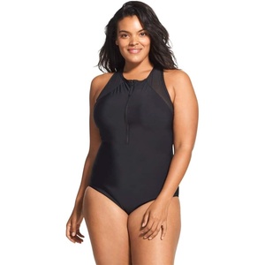 image:imageSpeedo Womens Swimsuit One Piece Zip Up Mesh Plus Size