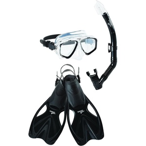 image:imageSpeedo UnisexAdult Swim Snorkel Dive Mask AntiFog with Nose Cover Adventure SeriesMSF BlackBlack