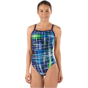image:imageSpeedo Womens Powerflex Eco Laser Sticks Flyback SwimsuitLaser BlueGreen