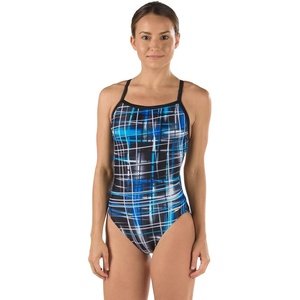 image:imageSpeedo Womens Powerflex Eco Laser Sticks Flyback SwimsuitLaser Speedo Blue