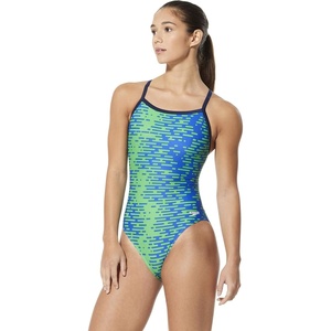 image:imageSpeedo Womens Swimsuit One Piece Prolt Flyback Printed Adult Team ColorsModern BlueGreen