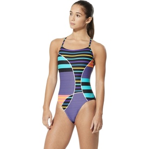 image:imageSpeedo Womens Swimsuit One Piece Prolt Relay Back PrintedDiscontinuedStellar Stripe Multi