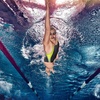 image:imageSpeedo Womens Launch Splice Crossback One Piece SwimsuitBlackOrange