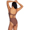 image:imageSpeedo Womens Swimsuit One Piece Keyhole Tie BackRibbed Simple Brown