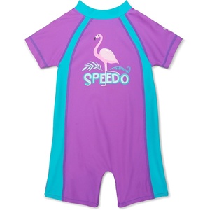 image:imageSpeedo UnisexChild Swimsuit One Piece Short Sleeve Rashguard Begin to Swim Print