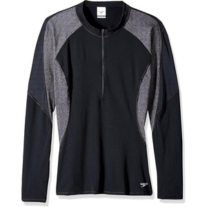 image:imageSpeedo Womens Precision Pleat Zip RashguardSpeedo BlackGrey