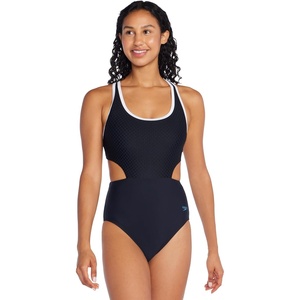 image:imageSpeedo Womens Swimsuit One Piece Racerback Cut OutJacquard Speedo Black