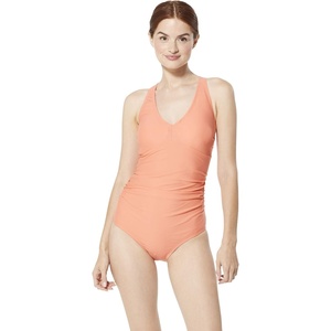 image:imageSpeedo Womens VNeck One Piece Swimsuit with Underwire Black 10Vibrant Coral