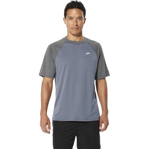 image:imageSpeedo Mens Uv Swim Shirt Short Sleeve Loose Fit Easy TeeDiscontinuedHeather NavySilver