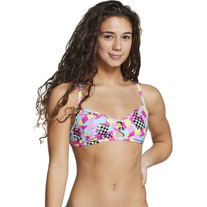 image:imageSpeedo Womens Swimsuit Top Bikini Endurance Lite Tie Back PrintPinkTurquiose