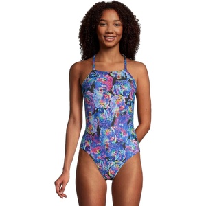 image:imageSpeedo Womens Swimsuit One Piece Endurance X Back PrintedBaja Blue