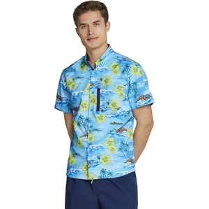 image:imageSpeedo Mens Uv Swim Shirt Hybrid Button DownBlue Lemonade