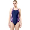 image:imageSpeedo Womens Swimsuit One Piece Creora Highclo Quantum Splice High Cut SolidRib PeacoatNeon Jelly