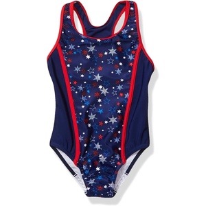 image:imageSpeedo Girls Swimsuit One Piece Infinity Splice Thick StrapRedWhiteBlue Stars