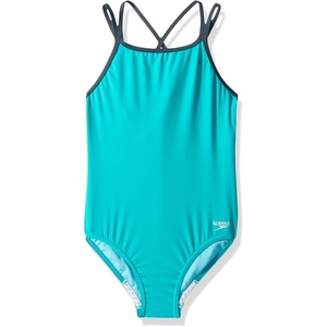 image:imageSpeedo Girls Swimsuit One Piece Solid Cross Back Multi Straps  Manufacturer DiscontinuedNew Turquoise